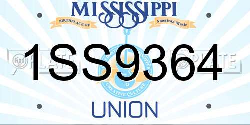 1SS9364 Mississippi License Plate