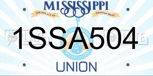 1SSA504 Mississippi License Plate