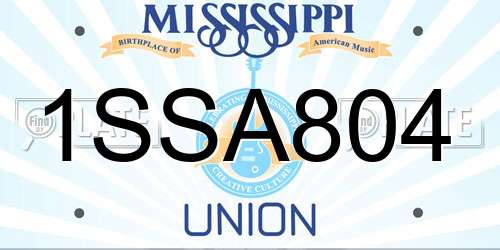 1SSA804 Mississippi License Plate