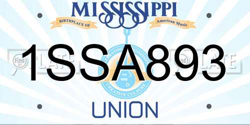 1SSA893 Mississippi License Plate