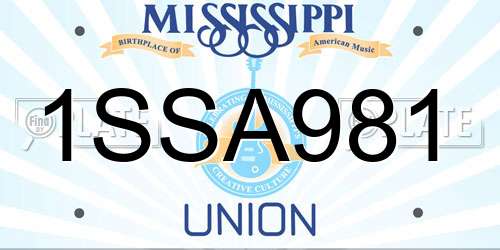 1SSA981 Mississippi License Plate