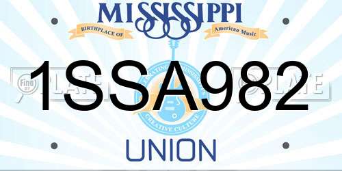 1SSA982 Mississippi License Plate