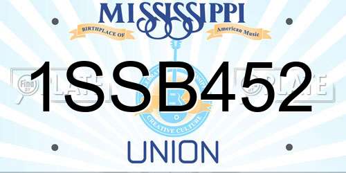 1SSB452 Mississippi License Plate