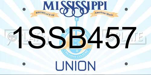 1SSB457 Mississippi License Plate