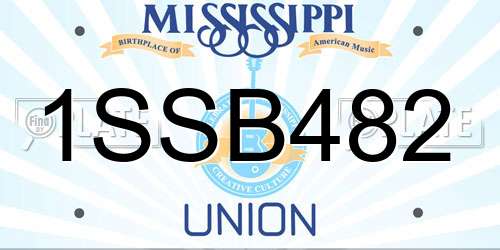 1SSB482 Mississippi License Plate