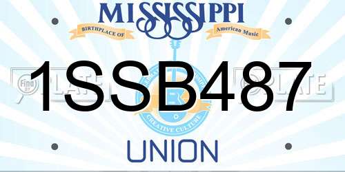 1SSB487 Mississippi License Plate
