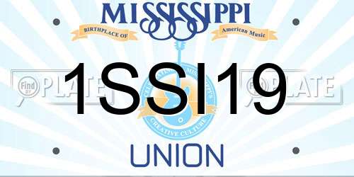 1SSI19 Mississippi License Plate