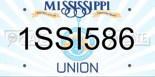 1SSI586 Mississippi License Plate