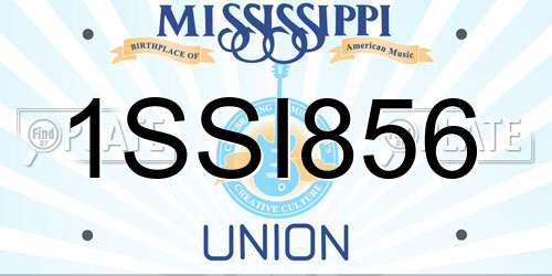1SSI856 Mississippi License Plate