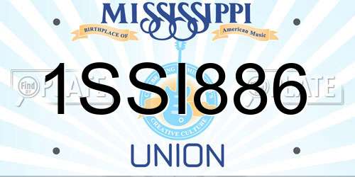 1SSI886 Mississippi License Plate