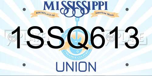 1SSQ613 Mississippi License Plate