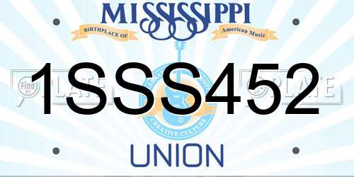 1SSS452 Mississippi License Plate