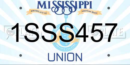 1SSS457 Mississippi License Plate