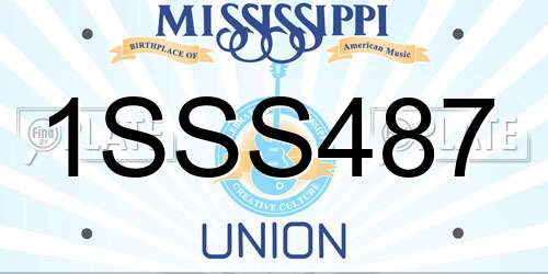 1SSS487 Mississippi License Plate