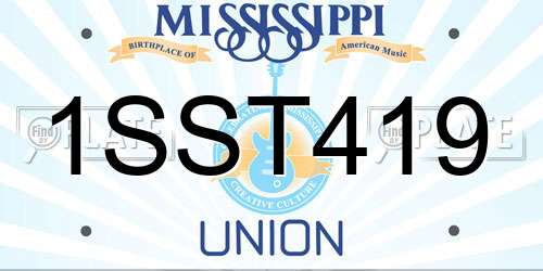 1SST419 Mississippi License Plate