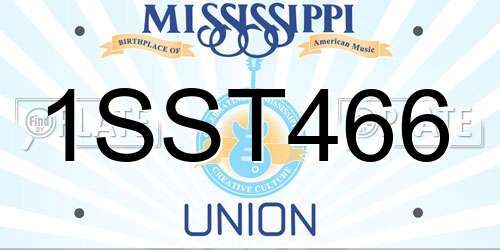 1SST466 Mississippi License Plate