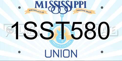 1SST580 Mississippi License Plate