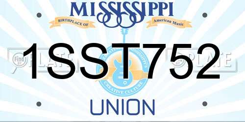 1SST752 Mississippi License Plate