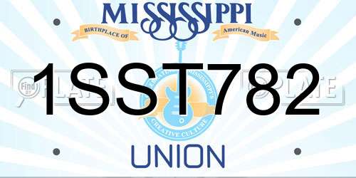 1SST782 Mississippi License Plate