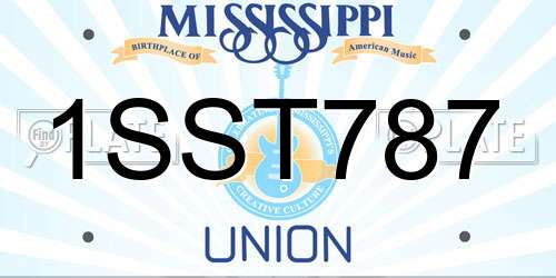 1SST787 Mississippi License Plate