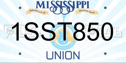 1SST850 Mississippi License Plate