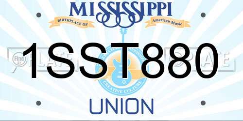 1SST880 Mississippi License Plate