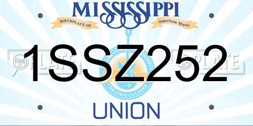 1SSZ252 Mississippi License Plate
