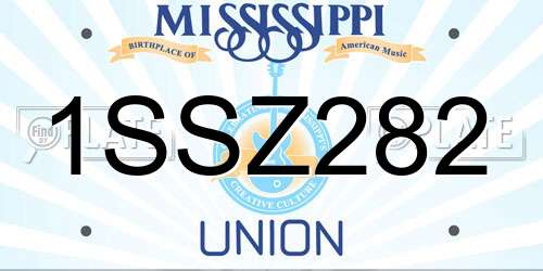 1SSZ282 Mississippi License Plate