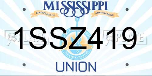 1SSZ419 Mississippi License Plate