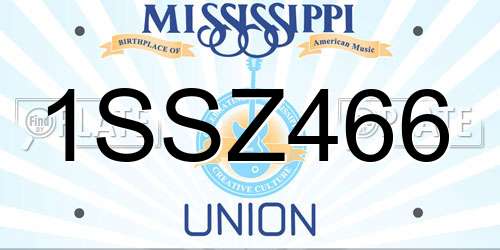 1SSZ466 Mississippi License Plate