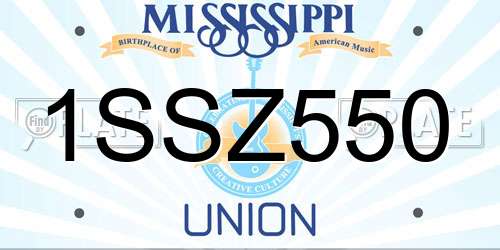 1SSZ550 Mississippi License Plate
