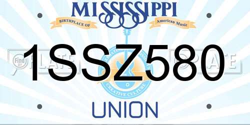 1SSZ580 Mississippi License Plate