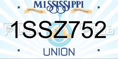 1SSZ752 Mississippi License Plate