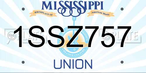1SSZ757 Mississippi License Plate