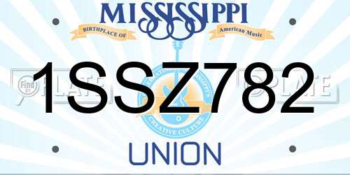 1SSZ782 Mississippi License Plate