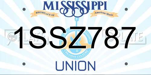 1SSZ787 Mississippi License Plate