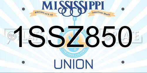 1SSZ850 Mississippi License Plate