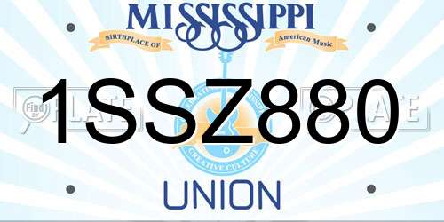 1SSZ880 Mississippi License Plate