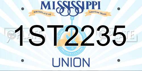 1ST2235 Mississippi License Plate