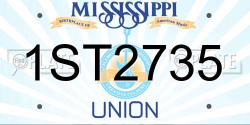1ST2735 Mississippi License Plate