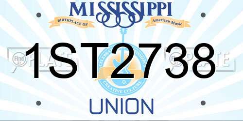 1ST2738 Mississippi License Plate
