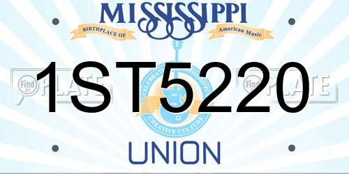 1ST5220 Mississippi License Plate