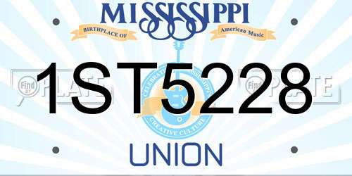 1ST5228 Mississippi License Plate