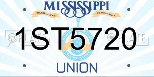 1ST5720 Mississippi License Plate