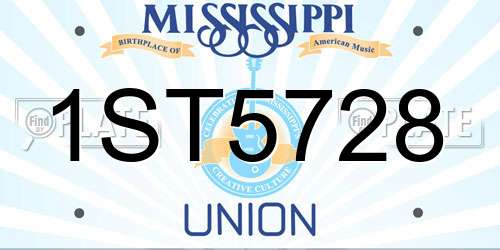 1ST5728 Mississippi License Plate