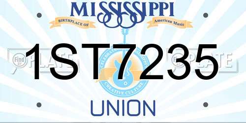 1ST7235 Mississippi License Plate