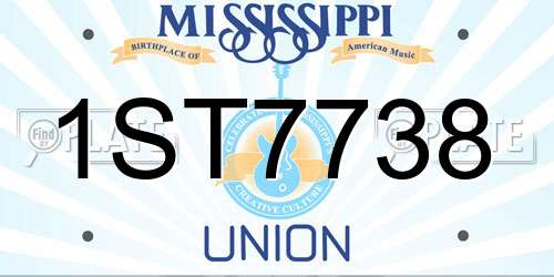 1ST7738 Mississippi License Plate