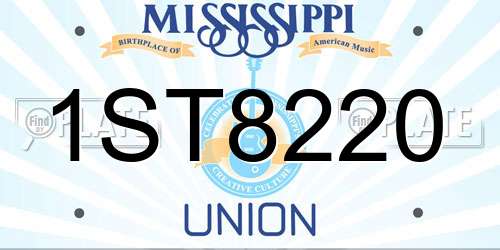 1ST8220 Mississippi License Plate