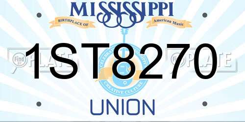 1ST8270 Mississippi License Plate