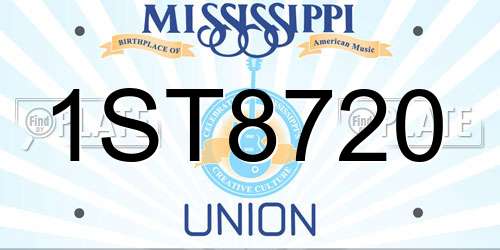 1ST8720 Mississippi License Plate